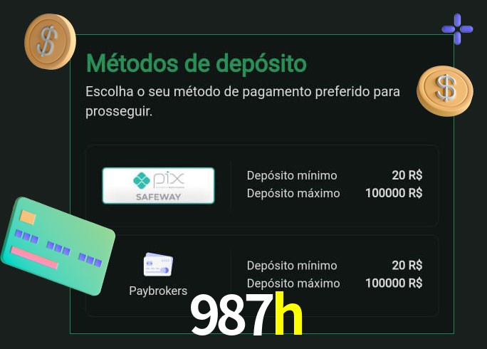 O cassino 987h oferece uma grande variedade de métodos de pagamento